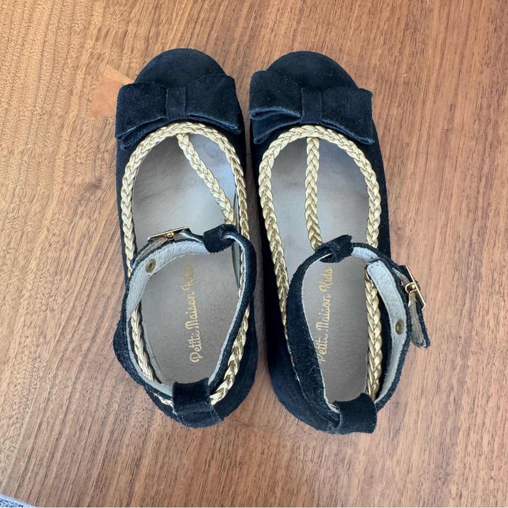 Girl's Empress Noir Suede Bow Mary Jane Dress Flats. Euro Size 30 / US 1… - Picture 7 of 15